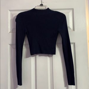 Long sleeve crop top (navy blue)
